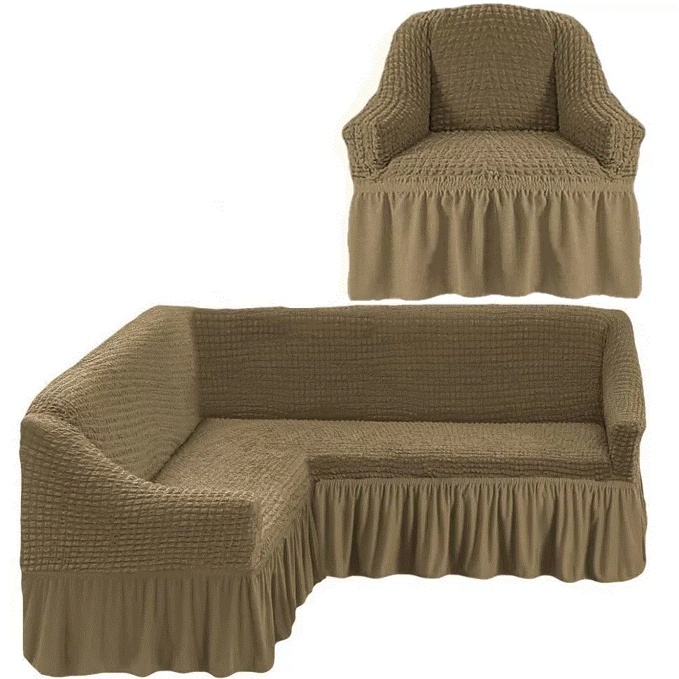Чехол на угловой диван универсальный+1 кресло