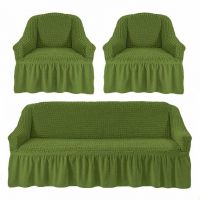 Чехол на трехместный диван + два кресла Зеленый